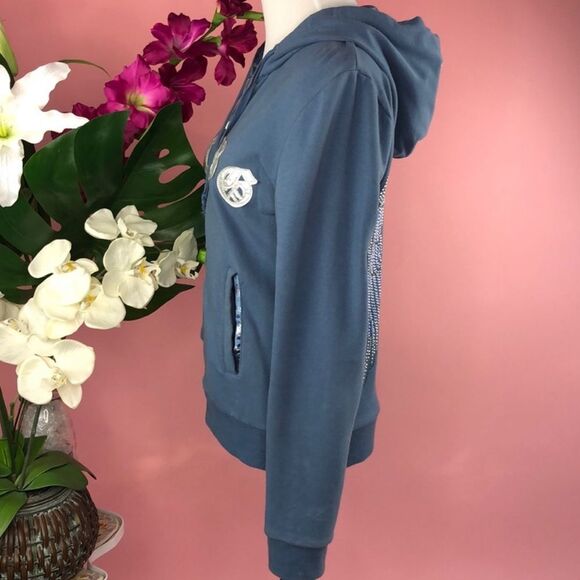 BCBGMaxAzria Blue Angel Wing Cotton Zip Hooded Jacket - Picture 5 of 15